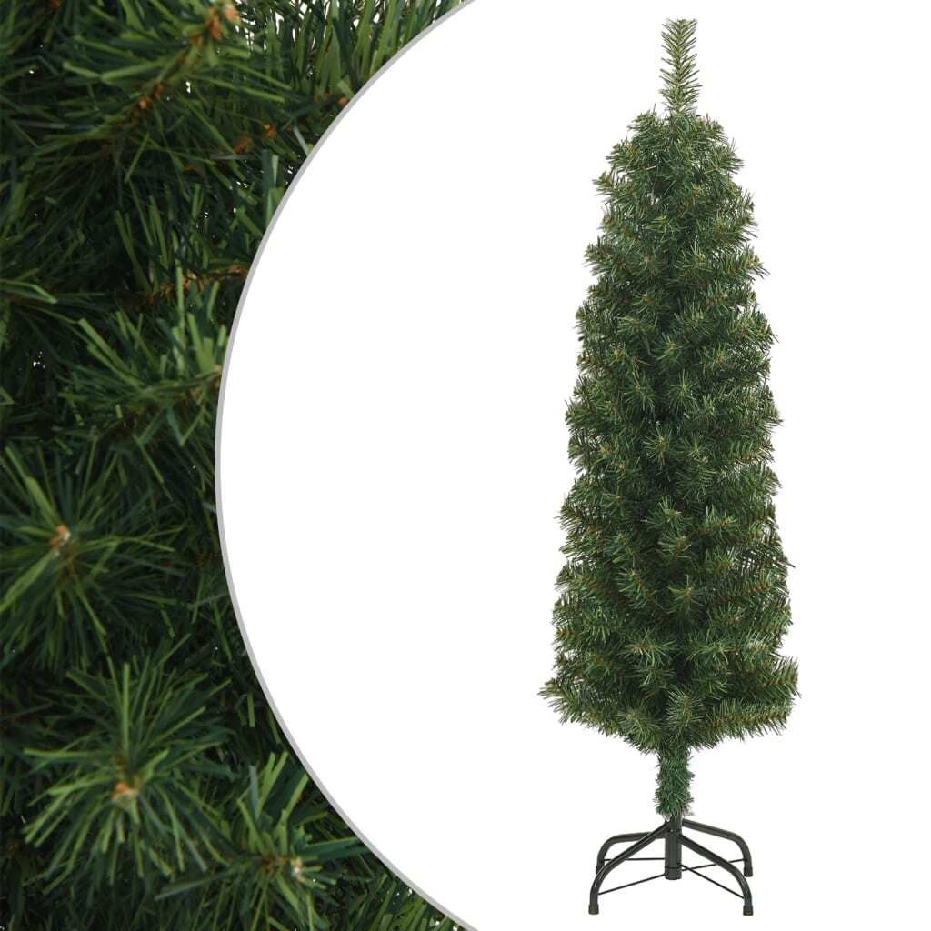 Úzký umělý vánoční stromek se stojanem zelený 120 cm PVC Obrázek produktu 