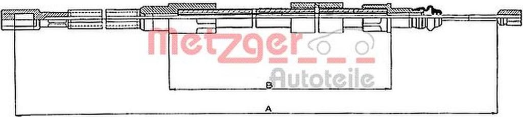 METZGER Handbremsseil Seilzug Feststellbremse für VW LT 28-35 I Kastenwagen (281-363) Hinten Rechts 10.7211