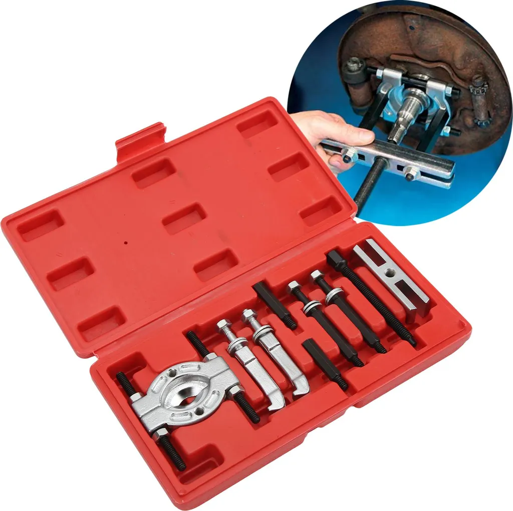 Kit d'extraction de roulements portable 9 pièces avec Séparateur Métal