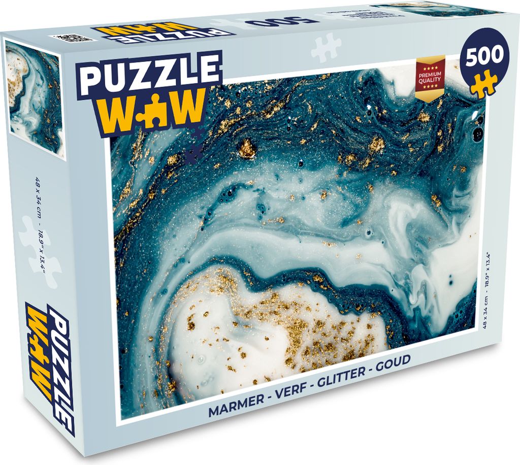 MuchoWow Puzzle 500 Teile Marmor - Farbe - Glitter - Gold - 500 Teile - Kinder - Selberbauen - Puzzlespiele