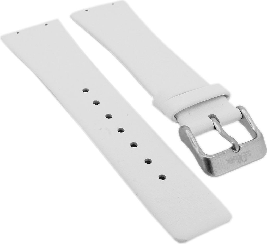 s.Oliver | Uhrenarmband 23mm Leder weiß Schließe silbern | SO-1286-LD