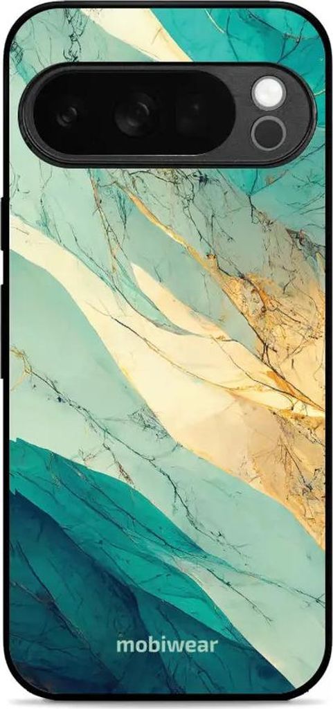 Handyhülle für Pixel 10 Pro, Mobiwear Glossy Case, Türkis-Marmor