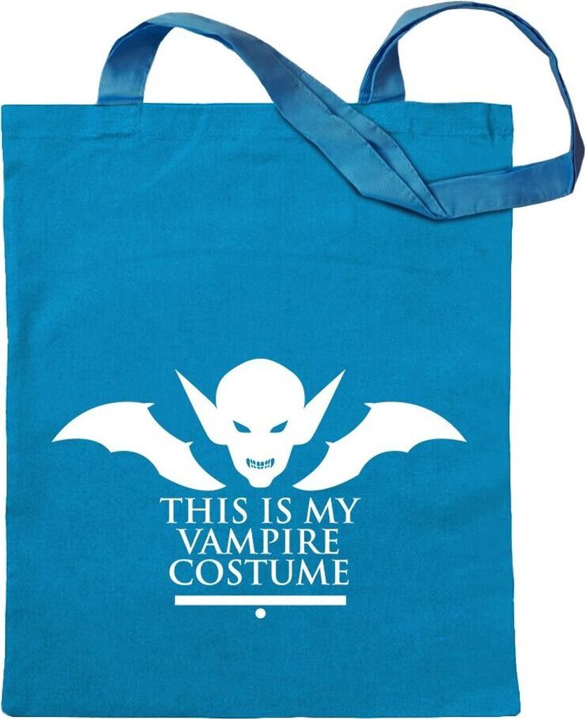 Kiwistar - Baumwolltasche - hellblau - This is My Vampire Costume - Tragetasche Stoffbeutel Umhängetasche Langer Henkel