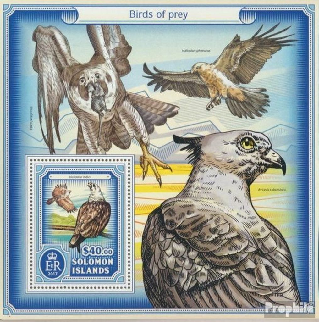 Briefmarken Salomoninseln 2017 Mi Block 605 (kompl. Ausg.) postfrisch Raubvögel