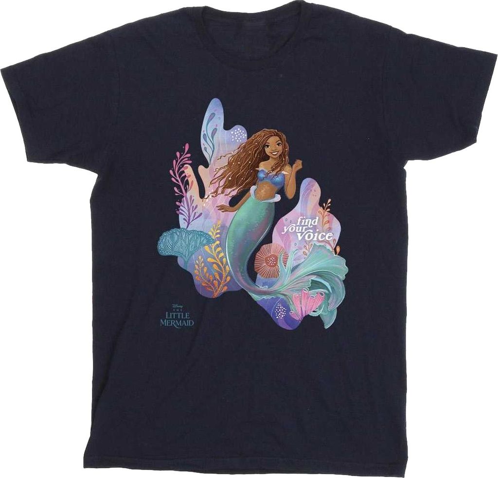 The Little Mermaid - "Voice" T-Shirt für Mädchen, Baumwolle BI56056 (128) (Dunkles Marineblau)
