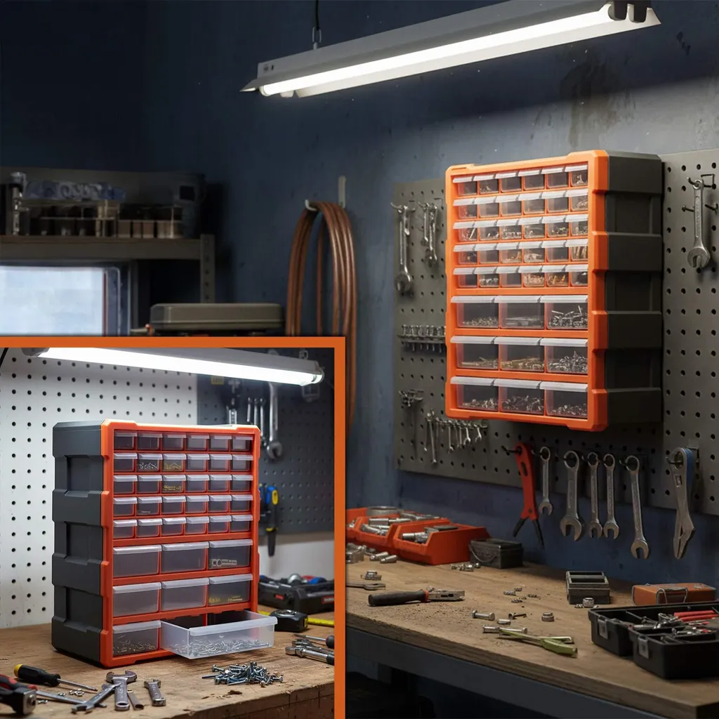 Organiseur d'atelier 39 tiroirs robuste avec compartiments modulables