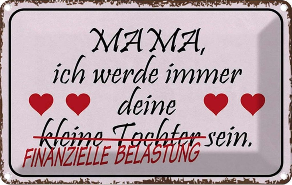 vianmo Blechschild 12x18 cm Mama deine Tochter Herzen Spruch Zitat