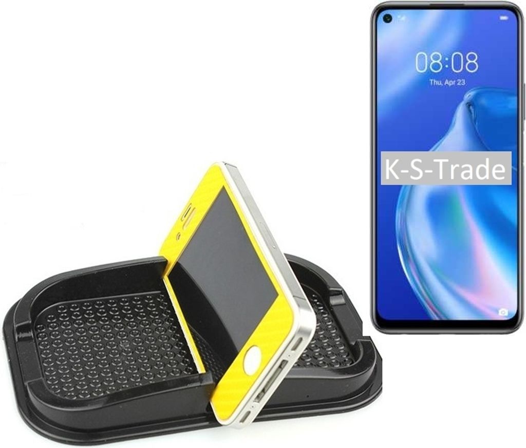 K-S-Trade Auto Anti Rutsch Matte Smartphone-Halter kompatibel mit Huawei P40 lite 5G Haft Pad Armaturenbrett Handy-Halterung Silikon