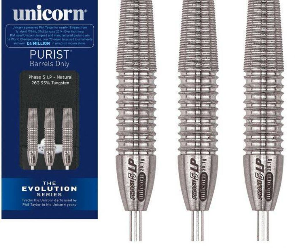 Unicorn Phase 5 LP Natural Purist Steel Barrels - 26g -- 1 Satz