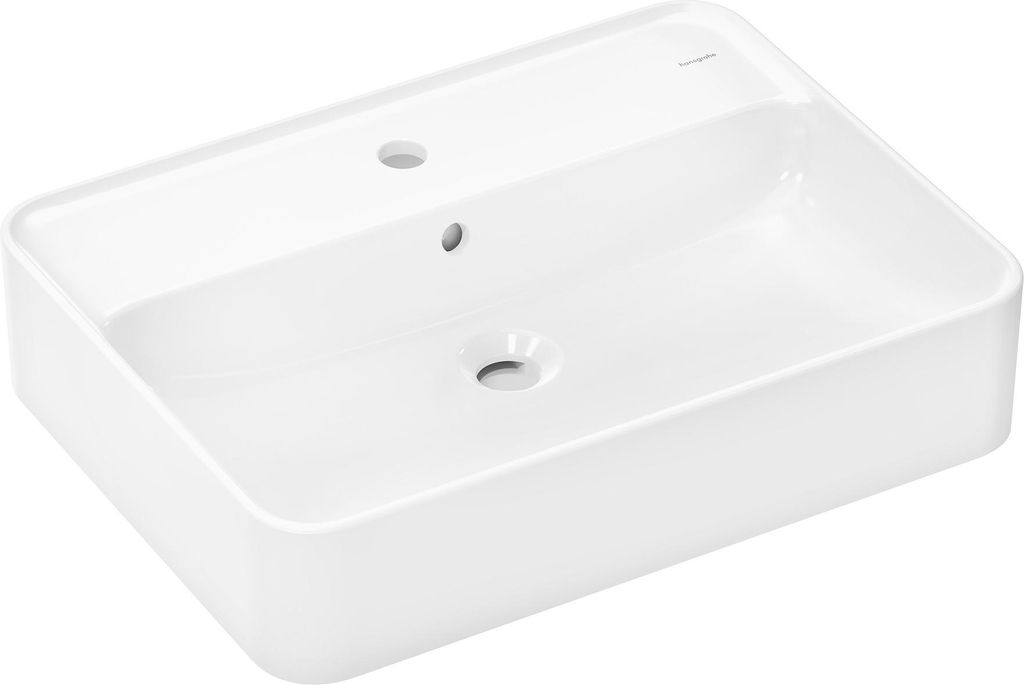 hansgrohe Xuniva Q Aufsatzwaschtisch, SmartClean, mit Überlauf, 1 Hahnloch, 600x450mm, weiß, 61082450