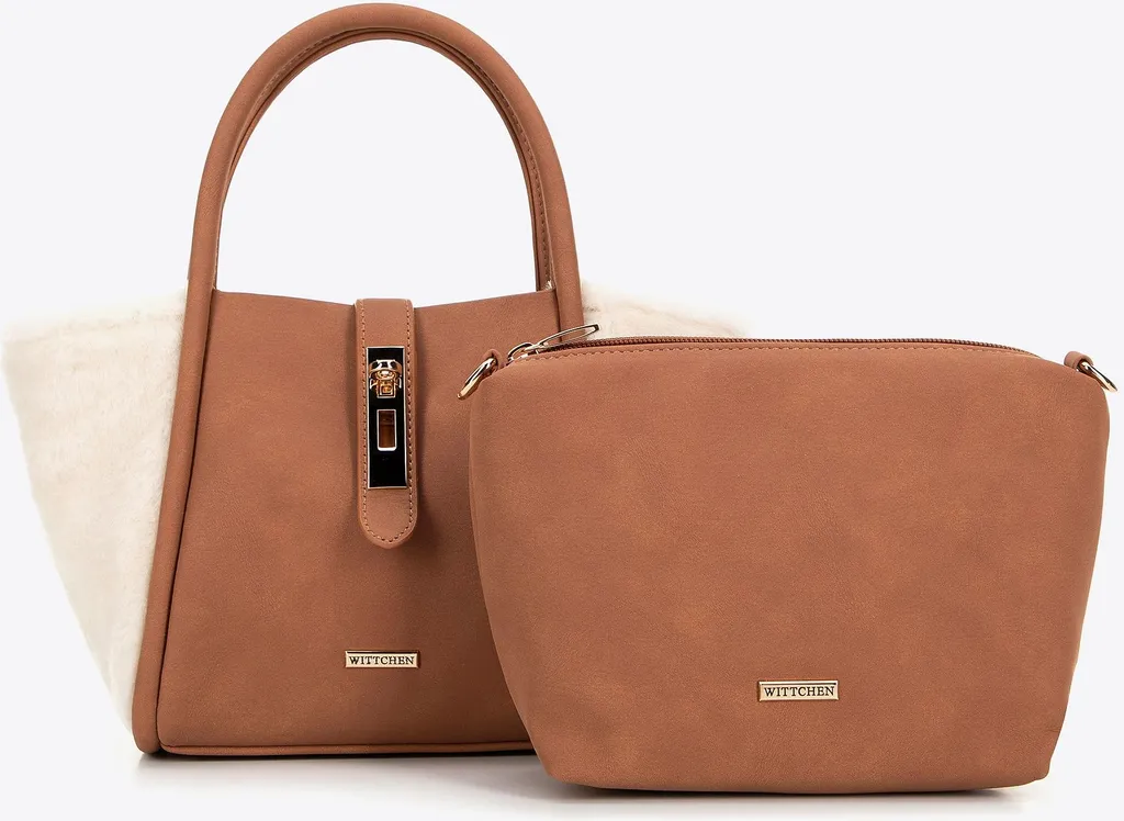 Étui beige Wittchen pour femme - Pochette idéale soirée en cuir et fourrure