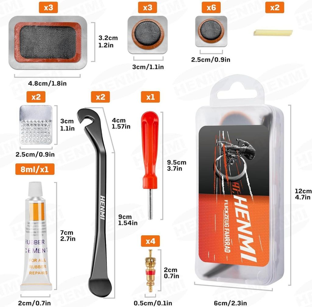HUVZOR 21-teiliges Set Fahrrad Reparaturset, Selbstklebende