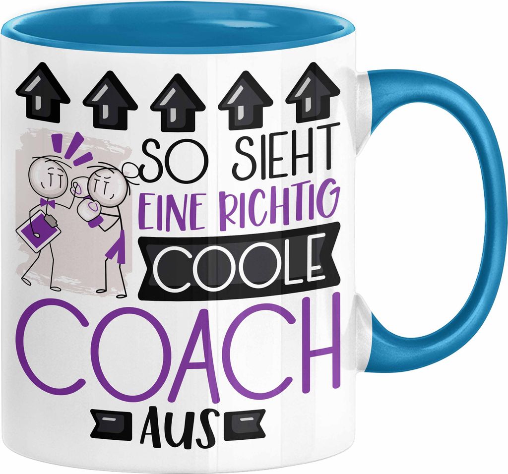 Coach Geschenk Tasse Lustig Geschenkidee für Coach Geburtstag So Sieht Eine Richtig Coole Coach Aus Frauen Spruch (Blau)