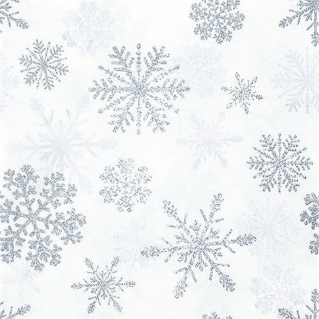 20 Servietten Snow Crystals silver  - Schneekristalle Produktbild 