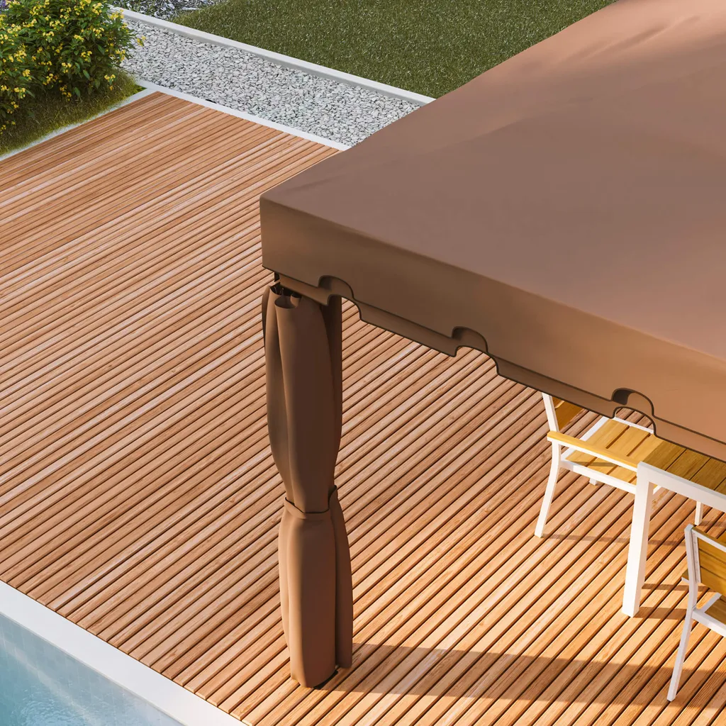 Tonnelle de jardin 3x3 m Nuxia Rebecca aluminium noir et beige marron