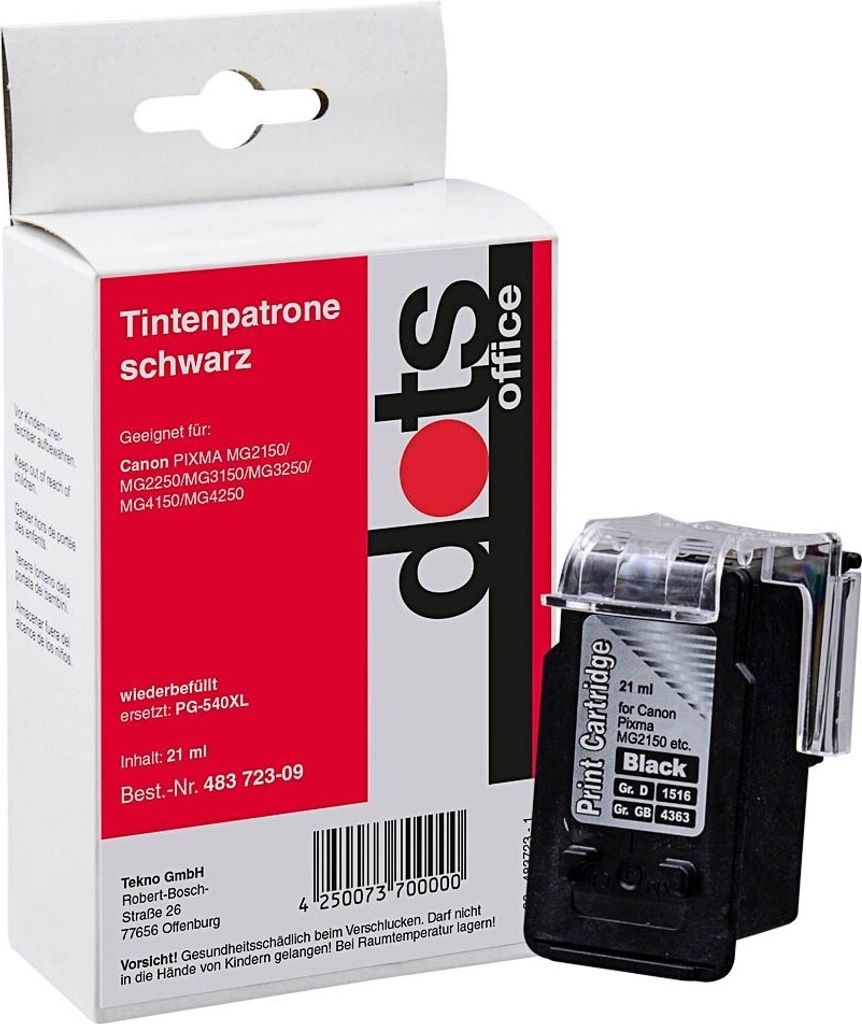 dots schwarz Druckerpatrone kompatibel zu Canon PG-540XL