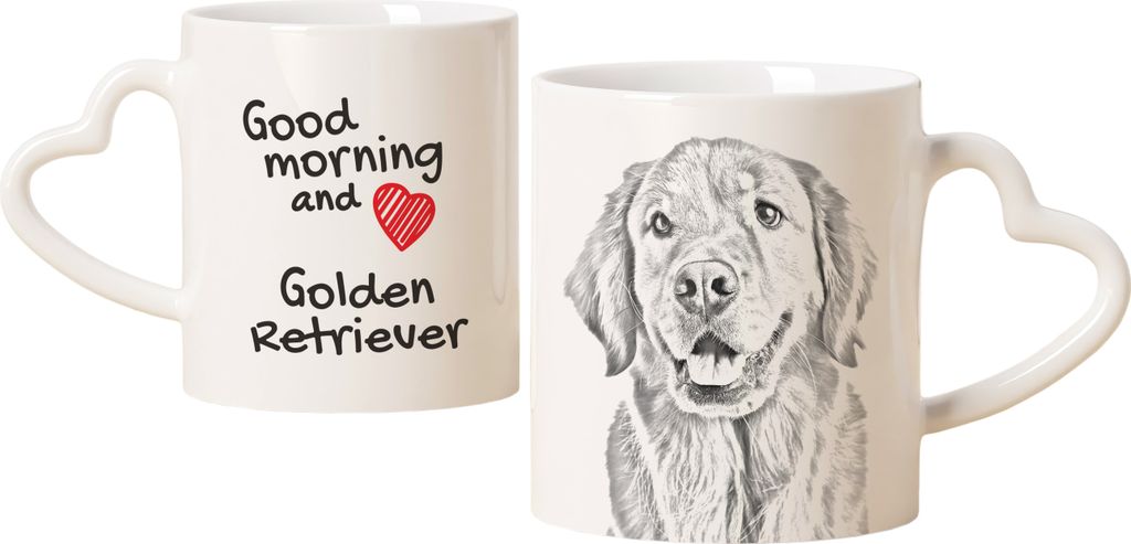 Golden Retriever - Tasse mit Hund, entzückende Tasse mit herzförmigem Henkel, universelles Geschenk der Marke Art-Dog
