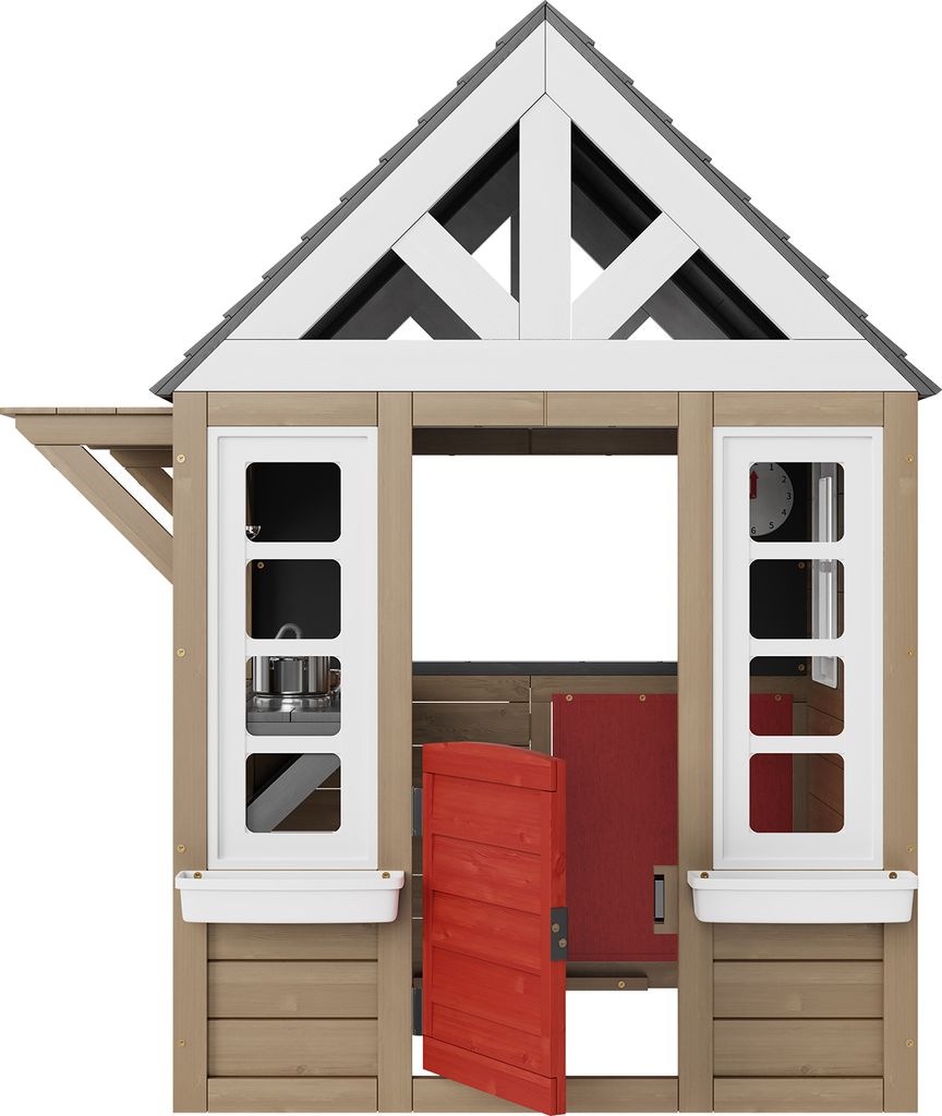 SucceBuy Outdoor-Spielhaus aus Holz, Spielhaus aus Zedernholz für Kinder im Alter von 2 bis 10 Jahren, Gartenhäuschen mit Tür, Fenster, Grill, S...