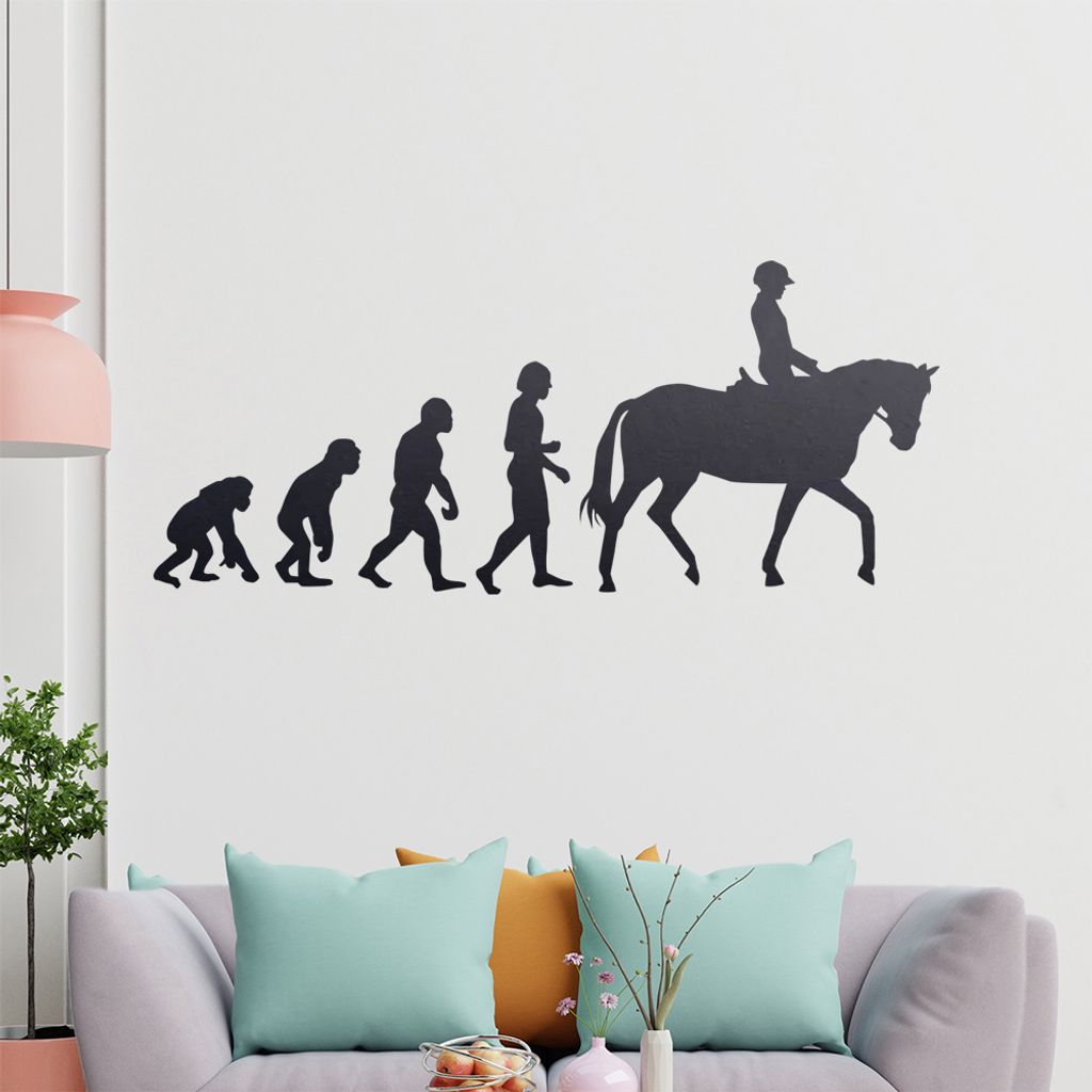 KIWISTAR Evolution Reiter Pferdesport Darwin Wandtattoo in 6 Größen - Wandaufkleber Wall Sticker - Dekoration, Küche, Wohnzimmer, Schlafzimmer, ...