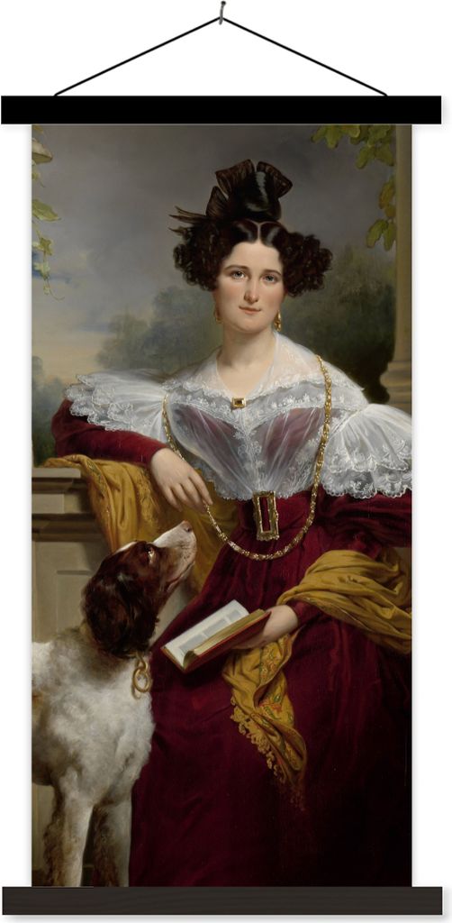 MuchoWow Textilposter Porträt von Alida Christina Assink - Gemälde von Jan Adam Kruseman 40x80 cm mit schwarzem Rahmen - Wandemalerei