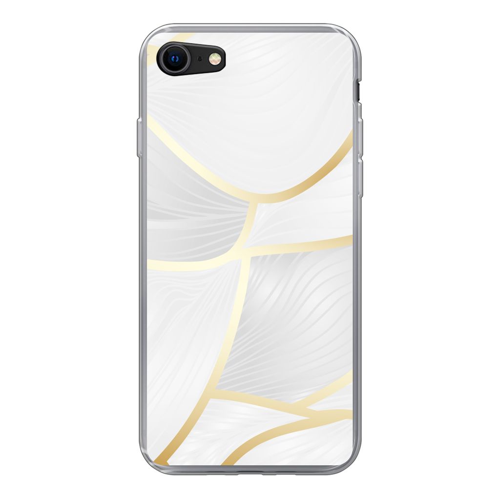 MuchoWow Handyhülle Schutzhülle Hülle für iPhone 8 Abstraktes Muster mit goldenen Linien Silikon Softcase Handy Hülle - Schutzhaube
