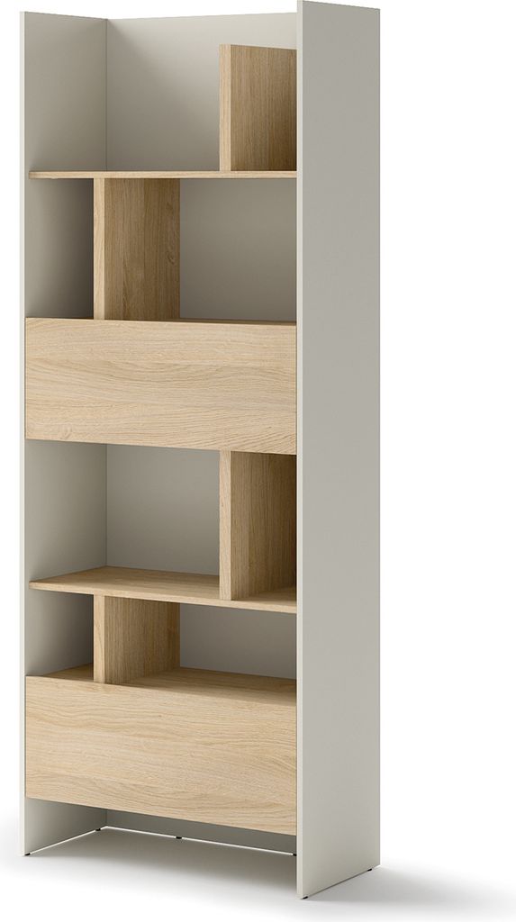 MEBLINI Schrank für Schrankbett Bed Concept - Hochschrank mit Regalen, Fächern und Schublade - BC-22 - Kaschmir/Nagano Eiche