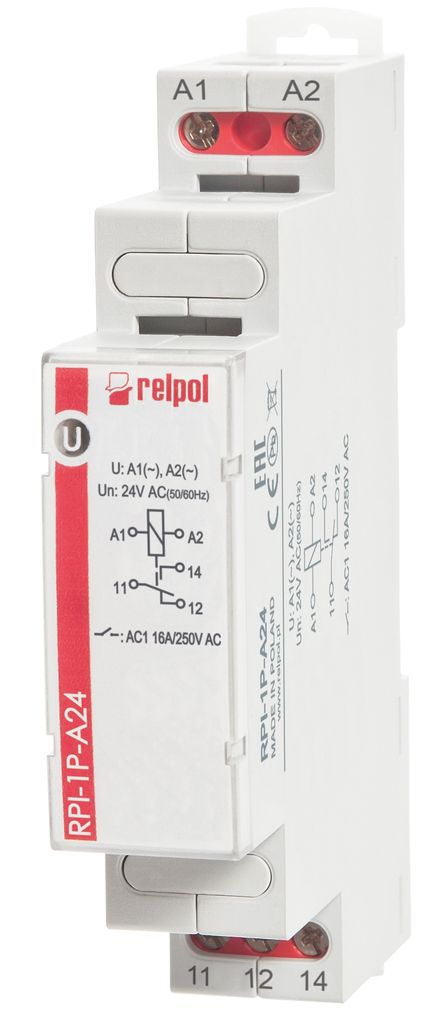 Elektromagnetisches Relais 1P 16A 24V AC AgSnO2 RPI-1P-A24 863358