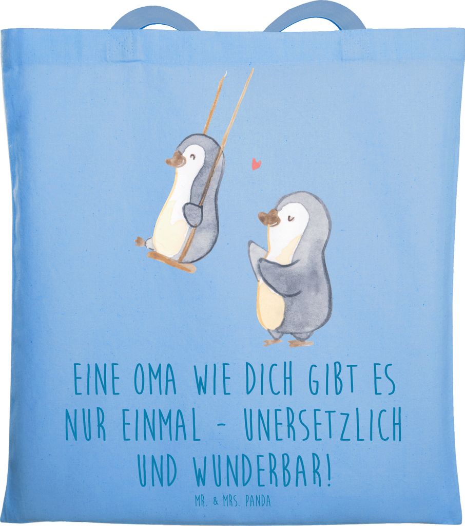 Mr. & Mrs. Panda Shopping Tasche Einzigartige Oma - Sky Blue - Geschenk, Einkaufstasche, Liebe, Laptoptasche, Aufmerksamkeit, Jutebeutel, Danke sag...