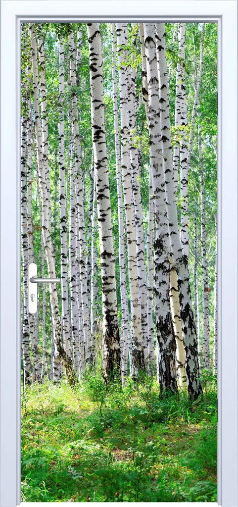 Adesivo Porte Tessuto Foresta di Betulle 876PD - Rinnovo Artigianale