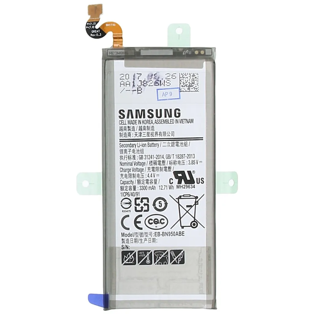 Batterie de Remplacement Samsung Note 8 EB-BN950ABE Lithium 3300mAh Gris