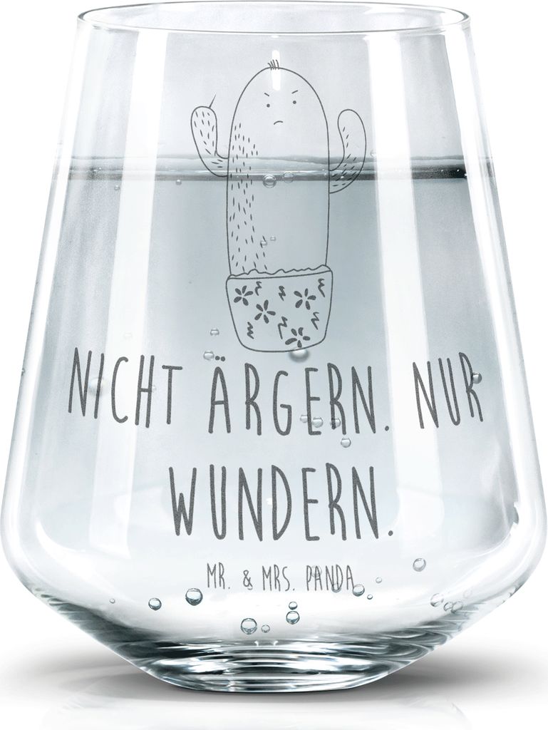 Mr. & Mrs. Panda Glas Kaktus Wut - Transparent - Geschenk, Kollegin, Chefin, Kakteen, Trinkglas, Büro, Kollege, Becherglas, Trinkgefäß, Wassergl...