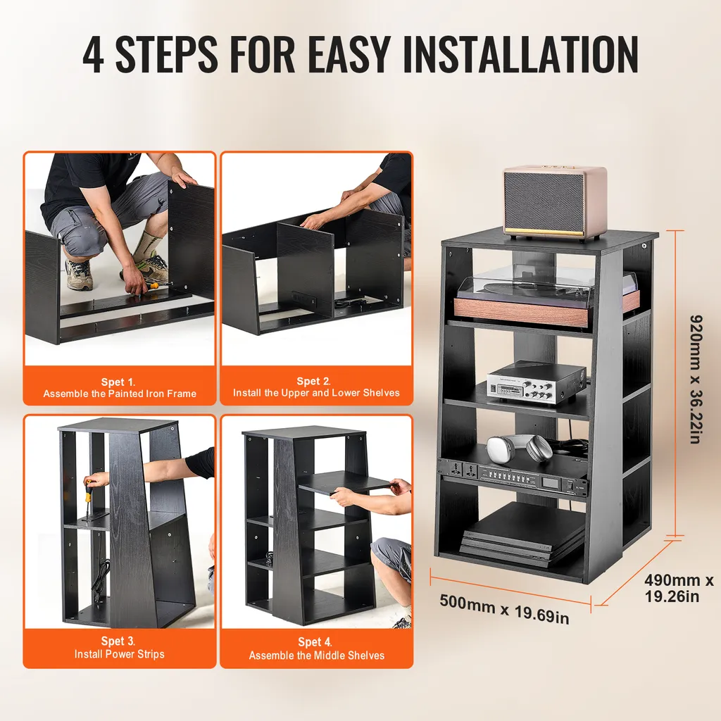 Meuble Rack pour Composants Stéréo et Rangement Multimédia Modulable