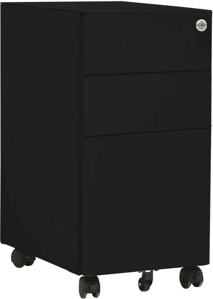 Aktenschrank mit Rollen Schwarz 30x45x59 cm Stahl