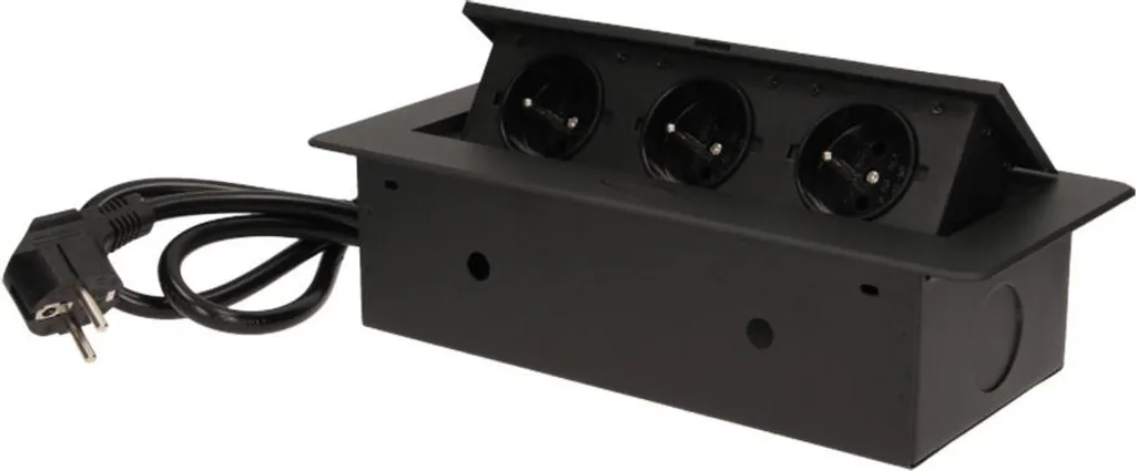 Bloc multiprise 3 prises 16A avec câble de 1,5m noir - Design plat