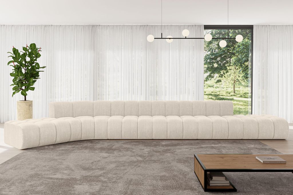 ALTDECOR Modulares Sofa Ecksofa in L-Form - Solven-L3 - 562x174x70 cm Beige - Corner modular Sofa Eckcouch Couch Wohnlandschaft Cauchsofa Bodensofa...