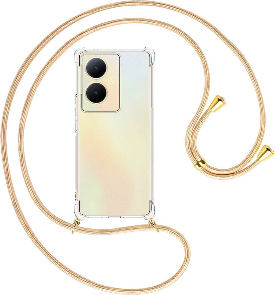 Handykette Backcover-Schutzhülle mit Band (Metall goldfarben) für vivo Y78 5G, Y78 Plus 5G, V29 Lite 5G - Goldkordel