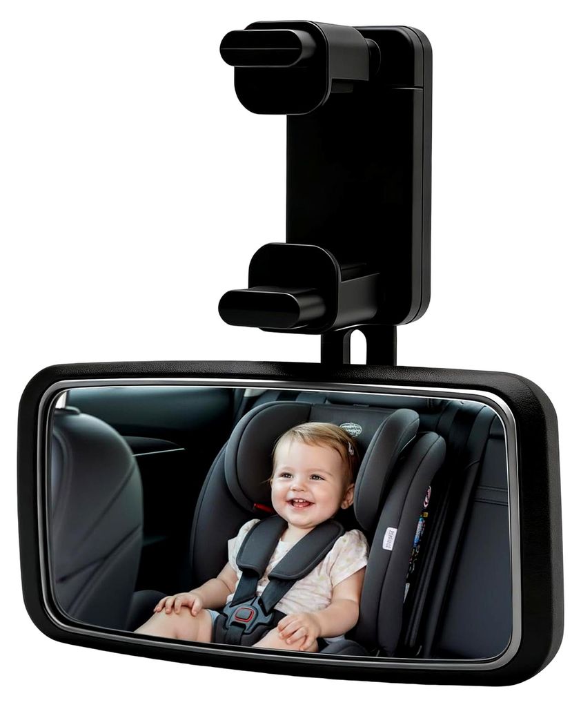 Rücksitzspiegel für Babys, 360° drehbar, Auto Rückbank mit Hakenclip, Rückspiegel für Kindersitz und Babyschale, konvex für die meisten Autos