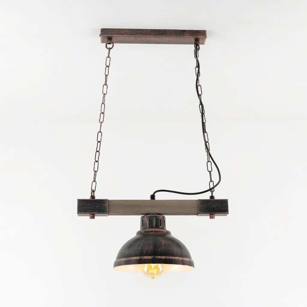 Lampe de bureau industrielle Hakon marron - Éclairage rétro loft métal - 6