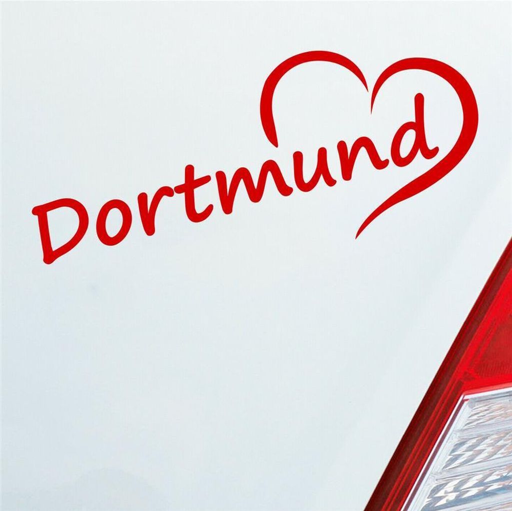 Auto Aufkleber Dortmund Herz Stadt City Liebe Love Heimat 19x8 cm Rot Sticker Heckscheibenaufkleber