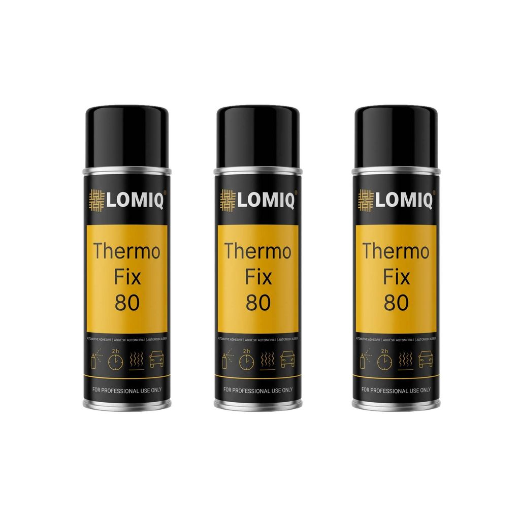 LOMIQ Sprühkleber THERMOFIX, 3stk, 500ml, Universal Textilkleber, Stark Stoffkleber für Dachhimmel Stoff, Polsterstoff, Filz, Kunstleder, Flexibl...
