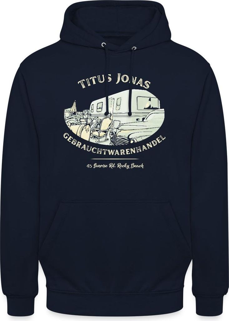 Spreadshirt Die Drei Fragezeichen Titus Jonas warenhandel Uni Hoodie, 3XL, Navy