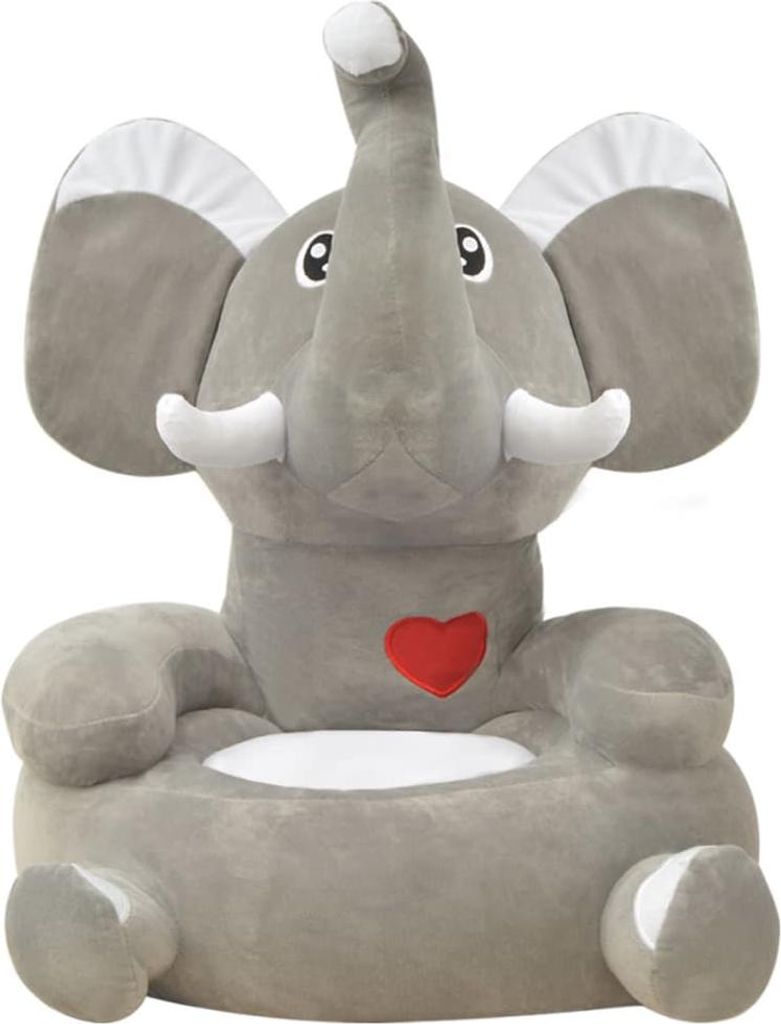 vidaXL Plüsch-Kindersessel Elefant Grau
