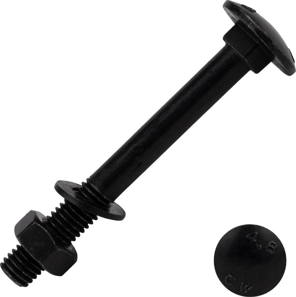Schlossschrauben mit Mutter und Scheibe verzinkt schwarz M8 x 70 mm - pro 25 Stück