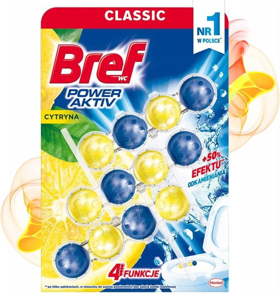 Bref Power Aktiv WC Duft-Steine Juicy Lemon, 3 x 50 g Produktbild 