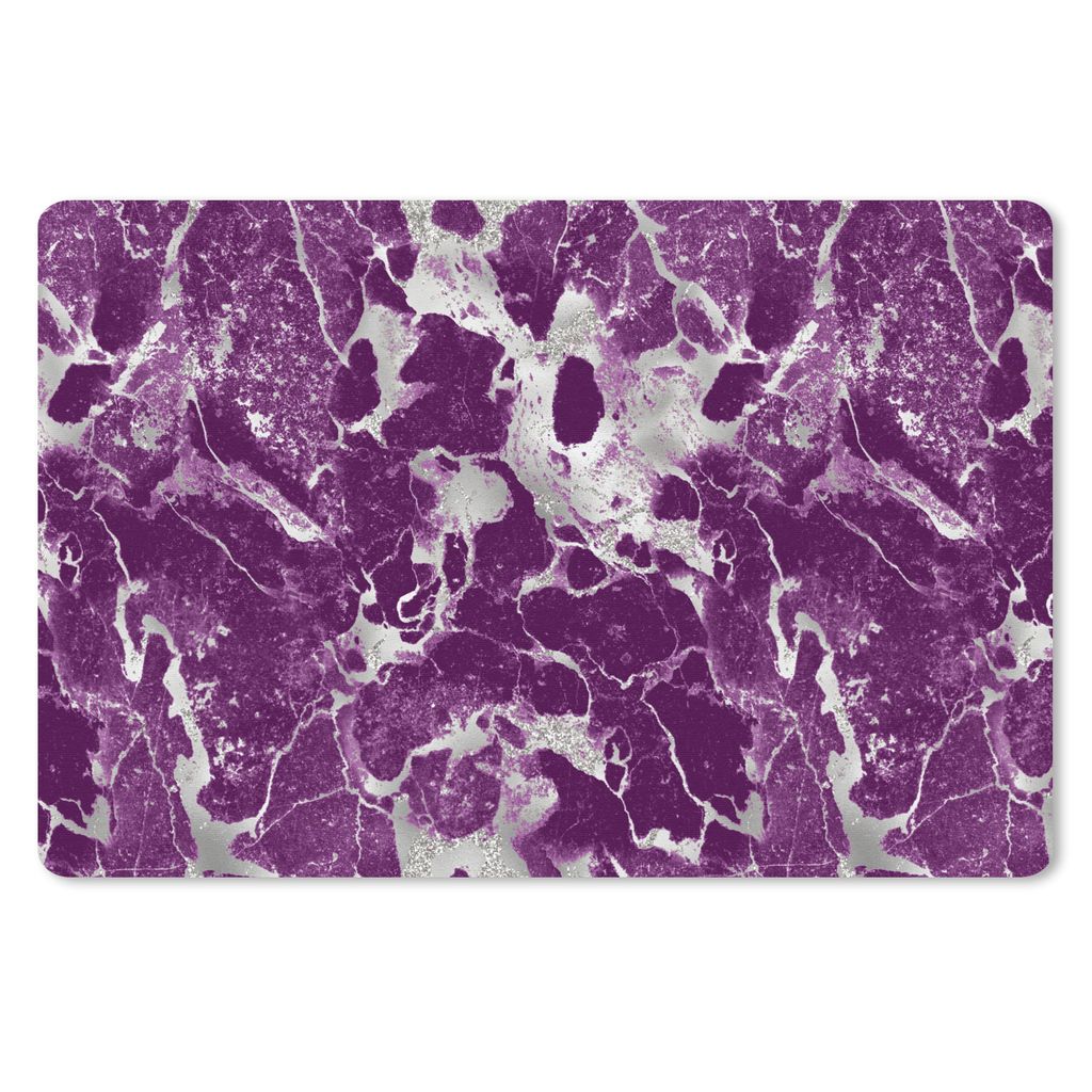 MuchoWow Schreibtischunterlage Marmor - Glitter - Lila - Muster 60x40 cm - XXL Mauspad - Großes Mauspad