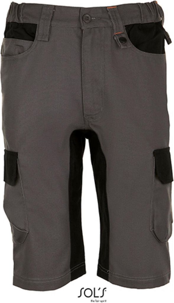 SOLs ProWear 01562 | MenŽs Workwear Bermudas Arbeitshose - Impulse Pro - Farbe: Dark Grey (Solid)/Black - Größe: M (44)