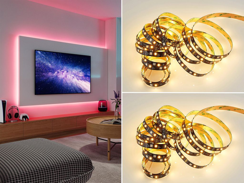 LED Streifen Lichtbänder RGBWW dimmbare Gaming PC & TV Hintergrundbeleuchtung 5m