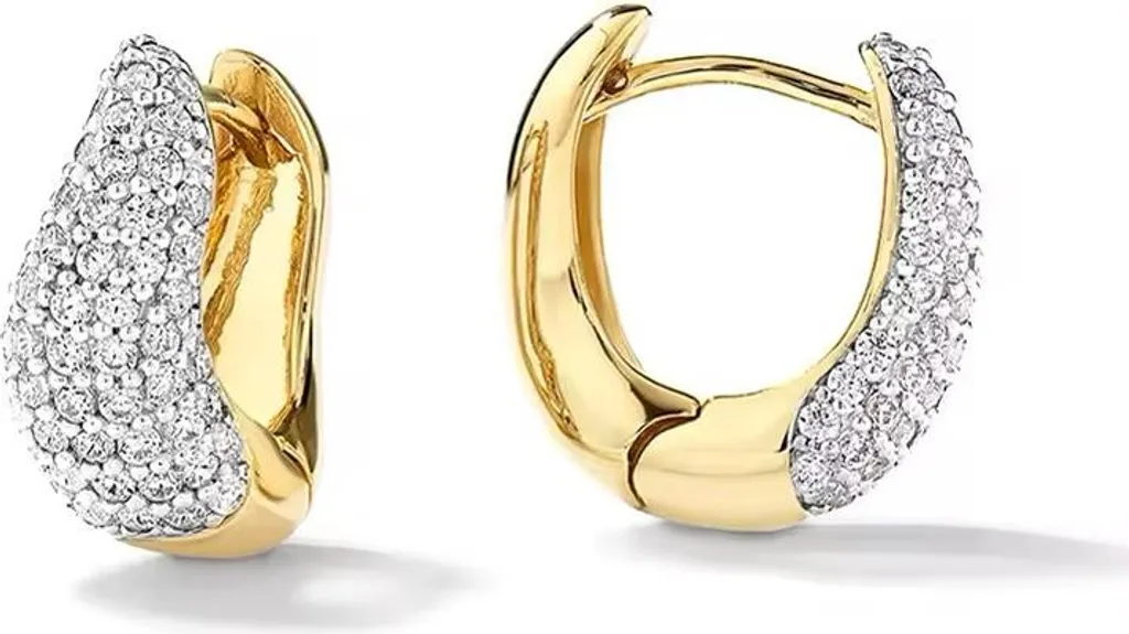 Créoles Pavé d'or de luxe, bijoux d'oreilles élégants pour femme Style