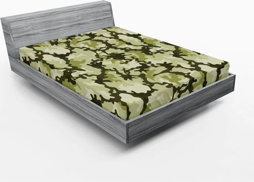 Lenzuolo con Angoli 180x200 ABAKUHAUS Microfibra Verde Camo - No Stiro