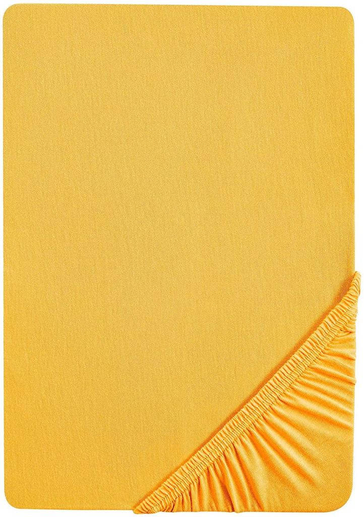 100x200 cm Jersey Baumwolle Spannbettlaken Spannbetttuch gelb gold 90x200 cm 